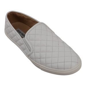 STEVE MADDEN Ecentrcq Casual White Quilted Slip-On Sneaker 11M Good Pre-Owned